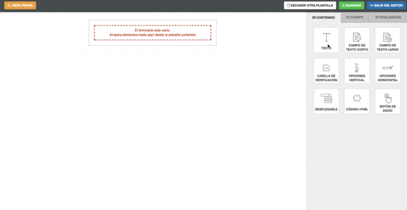 Añadir contenido Formularios- ME Servicios Tecnológicos