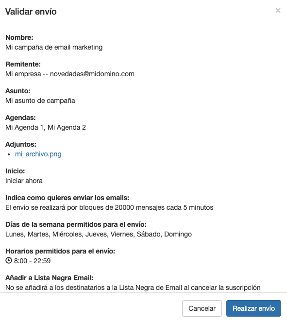 Resumen del envío en tus campañas de email marketing - ME Servicios Tecnológicos
