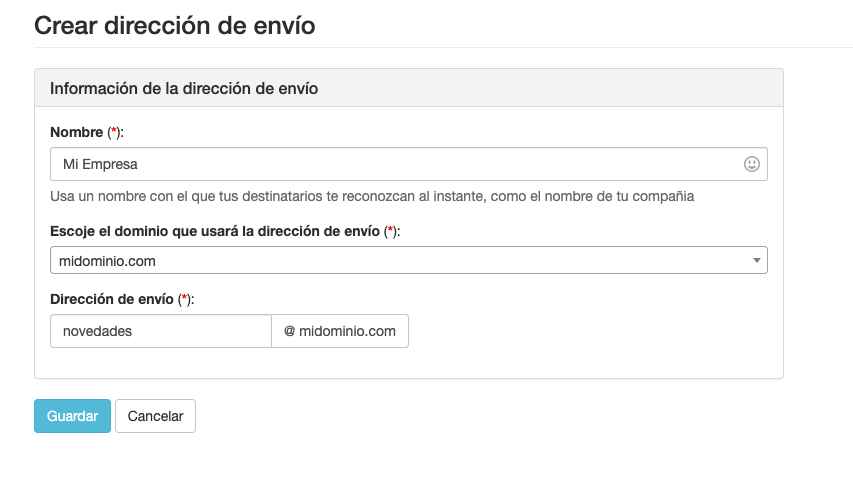 Crear una dirección de envío para Email - ME Servicios Tecnológicos
