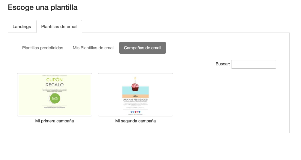 Escoge una plantilla al crear una Plantilla de Email - ME Servicios Tecnológicos